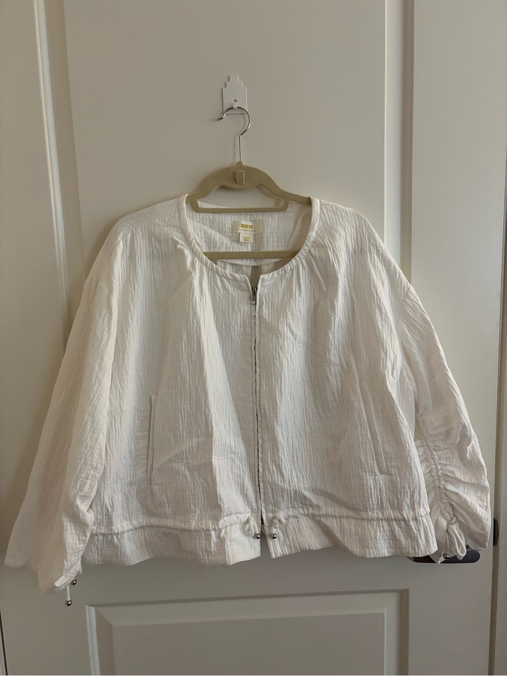 Anthropologie Maeve Lightweight White Zip-Front Women's Jacket